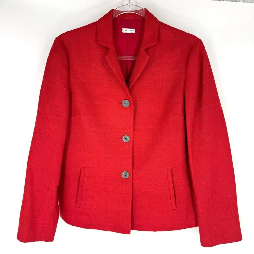 Trillion Vibrant Red Women's Silk Blazer